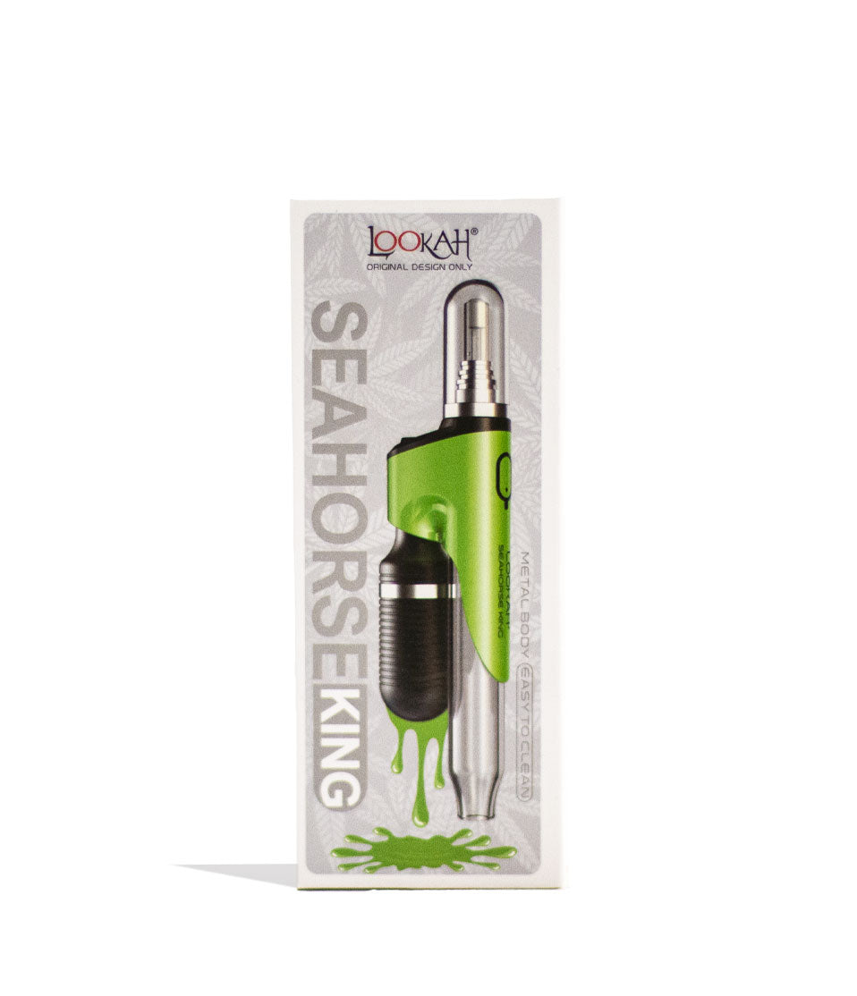 Green Lookah Seahorse King Electric Nectar Collector Packaging Front View on White Background