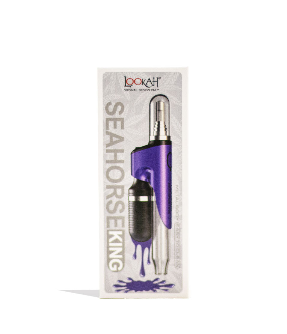Purple Lookah Seahorse King Electric Nectar Collector Packaging Front View on White Background