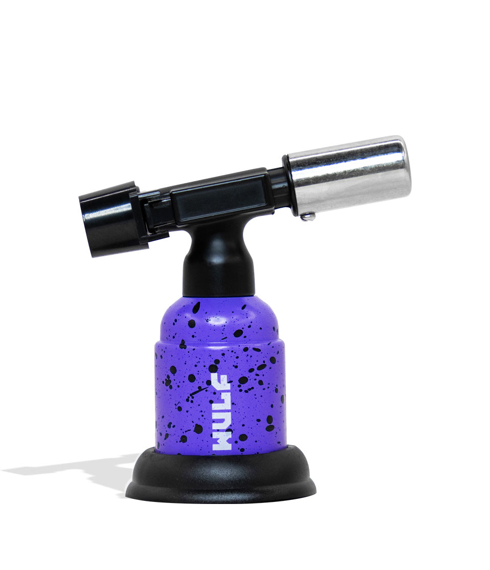 Purple Black Spatter Wulf Mods Blast Butane Torch Front View on White Background