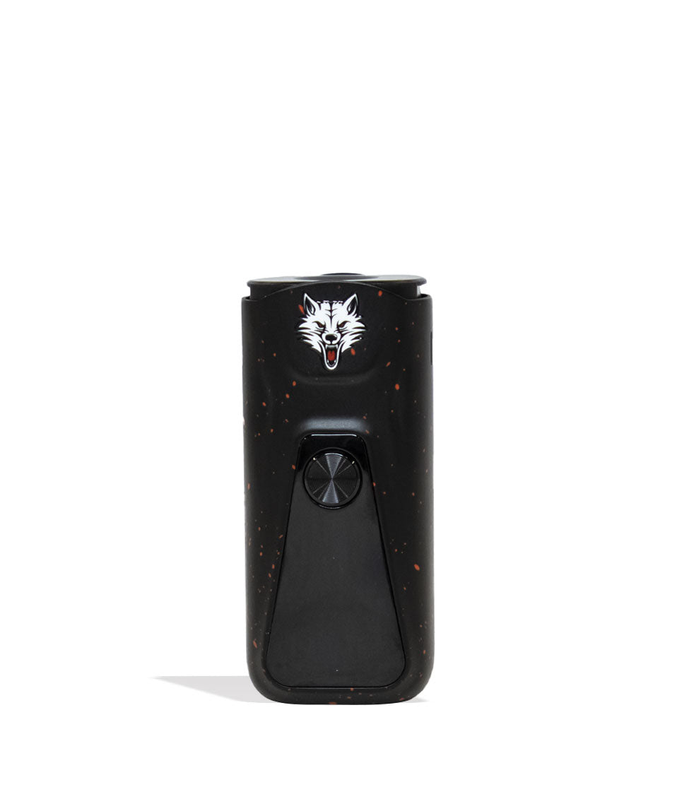 Black Red Spatter Wulf Mods Flex Dual Use Concentrate and Dry Herb Vaporizer Base View on White Background