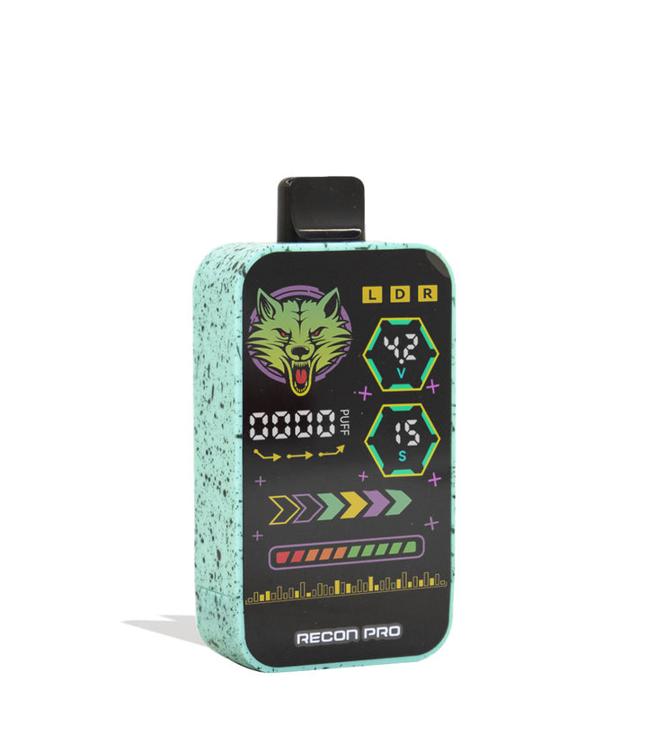 Teal Black Spatter Wulf Mods Recon Pro Dual 510 Voltage Battery Angle View on White Background