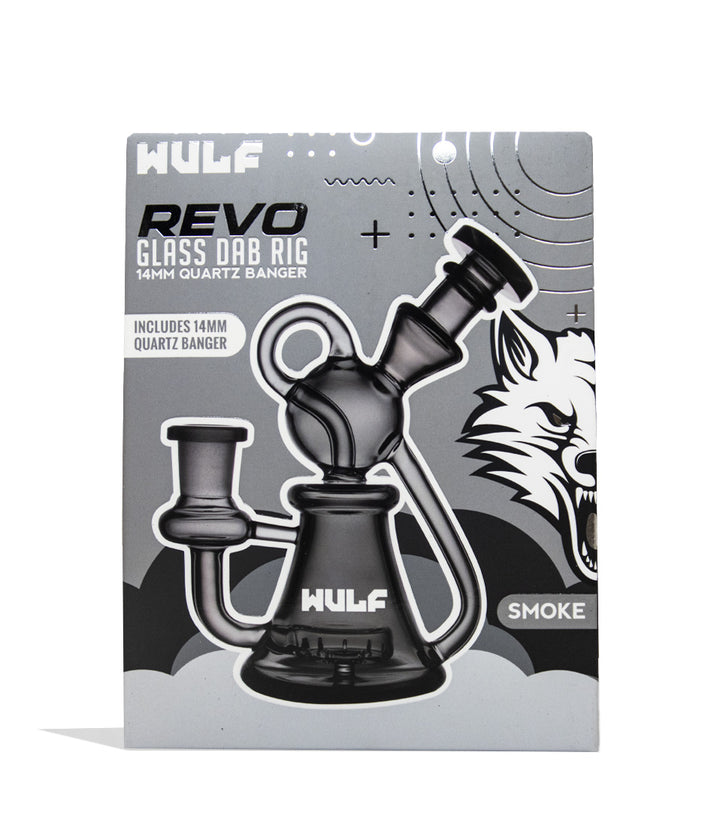 Smoke Wulf Mods Revo 14mm Dab Rig with Quartz Banger Packaging Front View on White Background